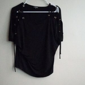 Express Black Grommet Detail Blouse